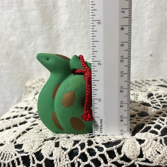 Green Ceramic Snake Bell Made in Japan Animal Figurine with Red Rope - Picture 8 of 8